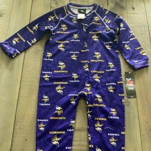 New! NFL Purple Minnesota Vikings Footless kids Pajamas Sz 3T